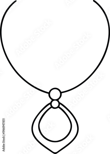 Contemporary Necklace Sketch Featuring an Overlapping Teardrop Marquise Pendant Design