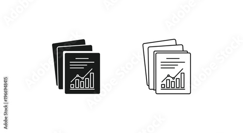stack of documents with bar charts Vector