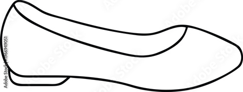 Classic Womens Ballet Flat Shoe Outline for Footwear Design and Apparel Graphics