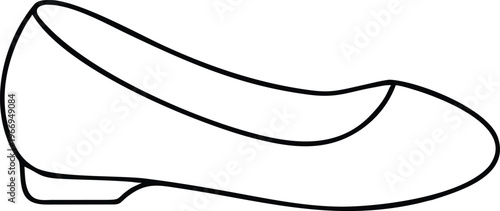 Classic Womens Ballet Flat Shoe Outline for Footwear Retail and Lifestyle Marketing