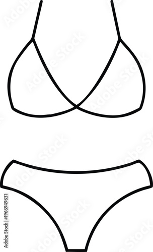 Classic Womens Strappy Bikini Swimsuit Outline Perfect for Summer Beach Apparel