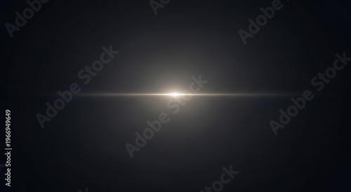 A bright horizontal lens flare emanates from the center of a dark, minimalist background, creating a dramatic and ethereal effect