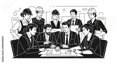 Diverse group of professionals collaborating in a meeting room setting.