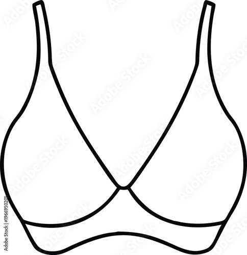 Clean line art illustration showcasing a classic plunge bra design with deep V neckline