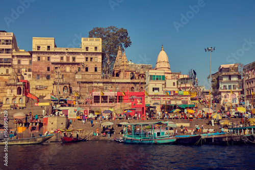 Panorama of Varanasi old town, India