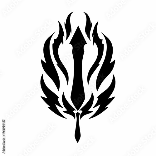 Tribal Flame and Dagger Emblem - Warrior Sword Design