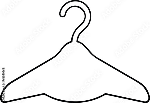 Clean line illustration of a standard clothing hanger for fashion retail