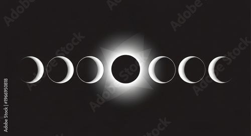 Phases of a Solar Eclipse Across the Sky.