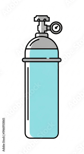 Oxygen tank with regulator valve medical equipment for breathing assistance healthcare and therapy