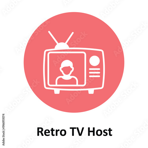  Retro TV Host Vector icon which can easily modify or edit