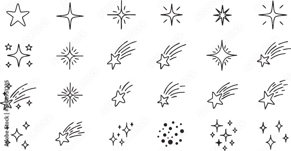Obraz premium A collection of various celestial and star-related symbols and illustrations