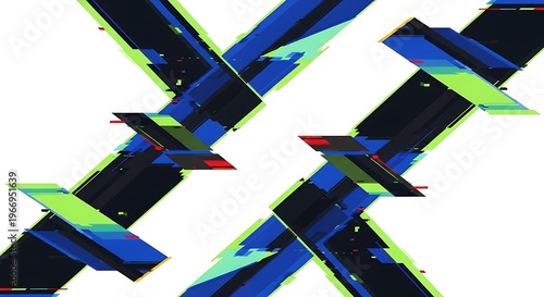 Abstract colorful intersecting lines and shapes.