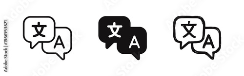 Language Translation and Communication Icon Set with Speech Bubbles