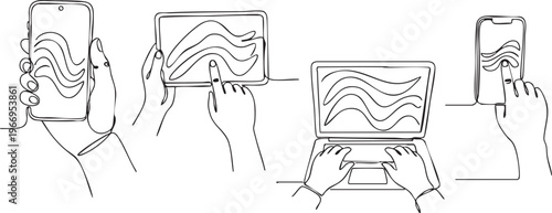 Illustrations of various devices used for digital signature processes