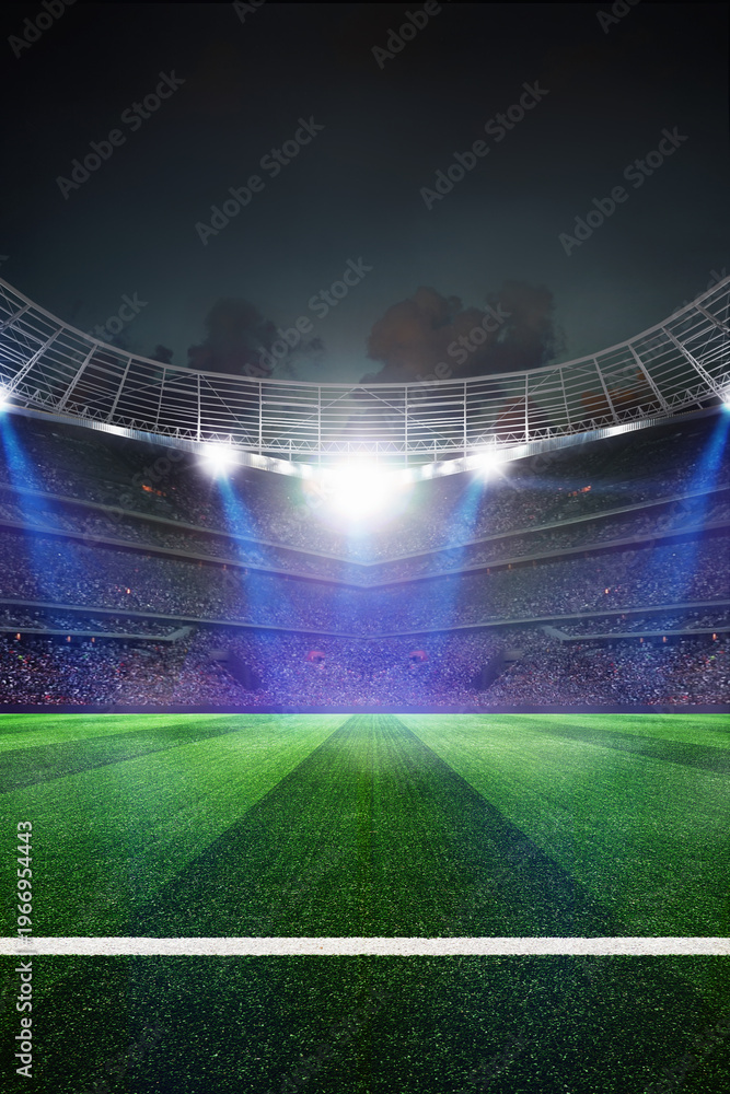 Obraz premium textured soccer game field with isolated, free copy space background - stadium center, midfield, Banner with copy space.