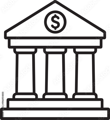 An elegant line drawing illustrates a stately building, evocative of a bank, financial institution.