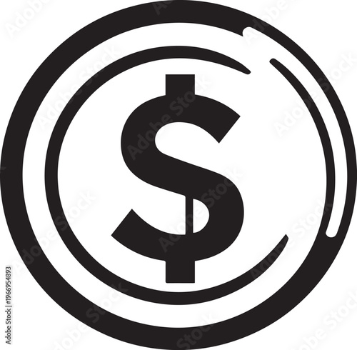 A simple, bold illustration of a dollar coin.