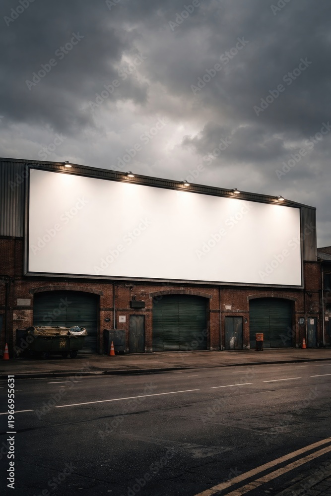 Obraz premium Empty billboard on industrial building.
