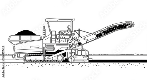 Heavy duty road milling machine working on asphalt surface.