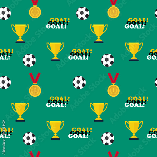Soccer seamless pattern with balls and cups