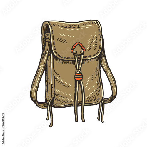 Handcrafted Leather Tribal Bag with Strap Detail