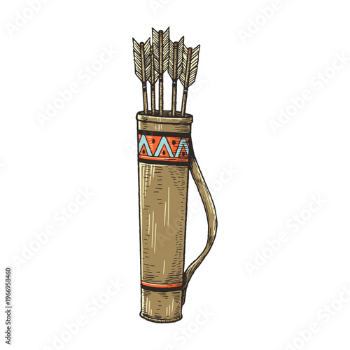 Decorative Arrow Quiver with Tribal Pattern Detail