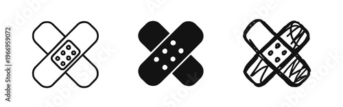 Bandage Plaster Icon Set: First Aid, Wound Care, and Medical Treatment Symbol