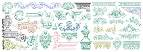 Vintage decorative ornament design elements set