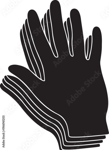 Stack of black rubber gloves on white background illustration