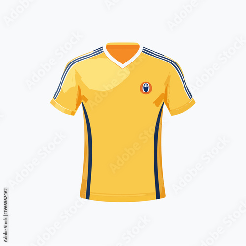 Yellow soccer jersey displayed on a plain background for fans and collectors looking for sports apparel options in 2023 Generative AI