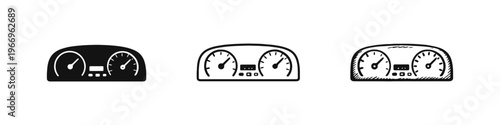 Car Dashboard Speedometer and Tachometer Icon Set