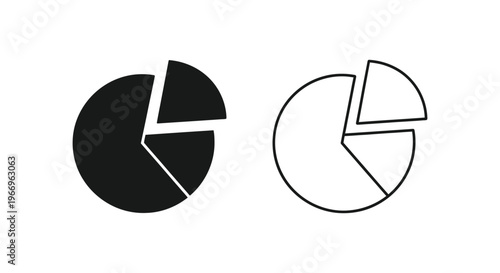 a black and white pie chart with two slices Vector