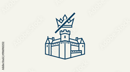 Icon of a Castle with a Crown and Crossed Out Symbol