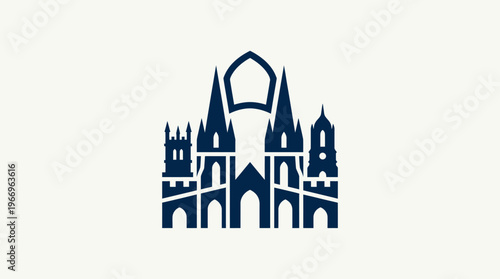 Stylized Church Emblem on Cream Background