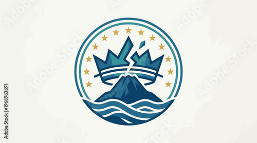 Broken Crown Above a Volcano in Geometric Design