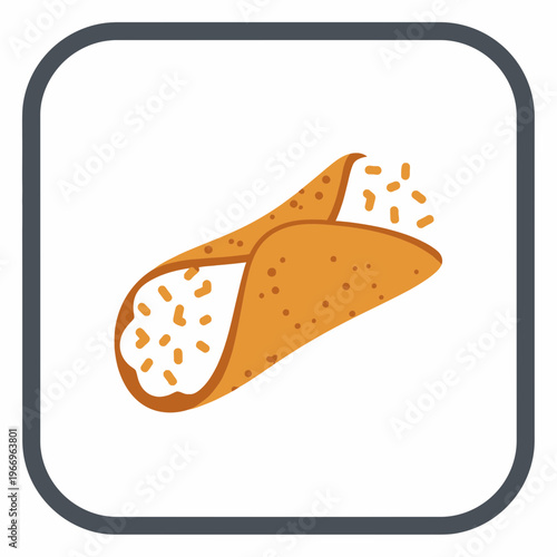 Illustration of a Traditional Italian Cannoli Pastry with Cream Filling and Sprinkles