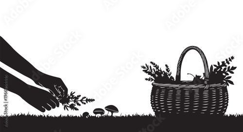 Harvesting Silhouette Icon Set: Nature & Sustainability
