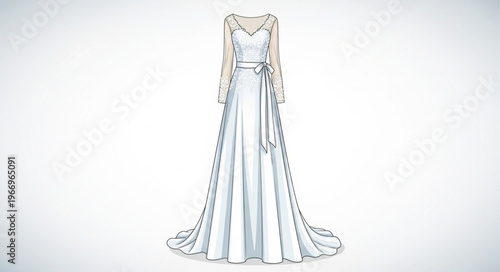 Elegant White Wedding Dress with Intricate Lace Details.