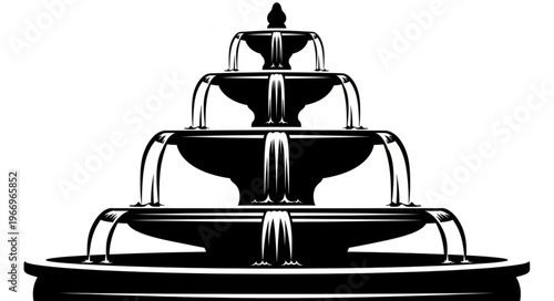 Elegant tiered water fountain sculpture with cascading water.
