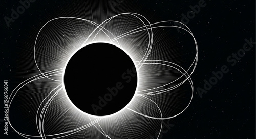 Abstract representation of a black hole with gravitational lensing effect.