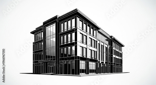 Detailed architectural drawing of a modern office building.