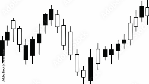 Candlestick chart displaying fluctuating market trends over time