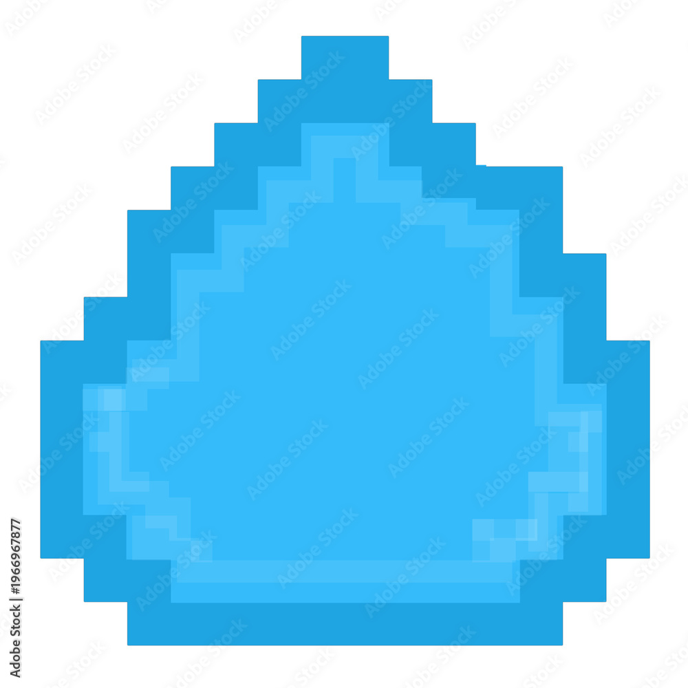 Fototapeta premium Pixel art water drop blue crystal retro game asset