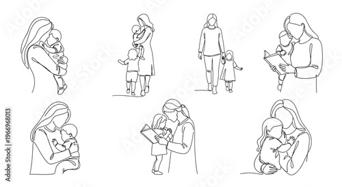 Illustrations of mothers with children.