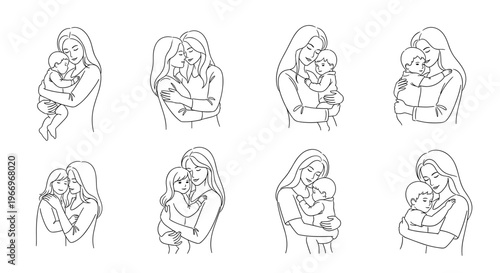 Illustrations of mothers holding babies.