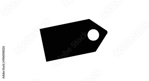 A black tag icon with a hole at the top right corner on a white background
