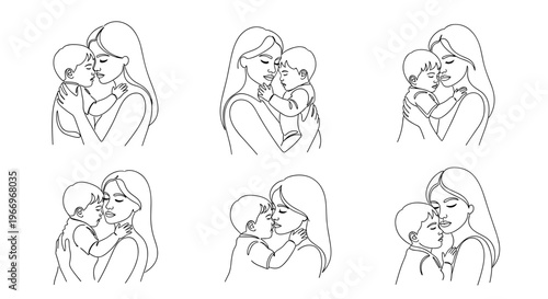 Illustrations of mother and child affection.