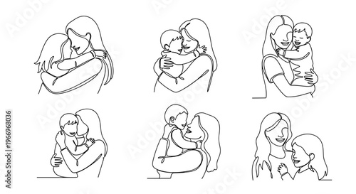 Line drawings of mothers holding babies.