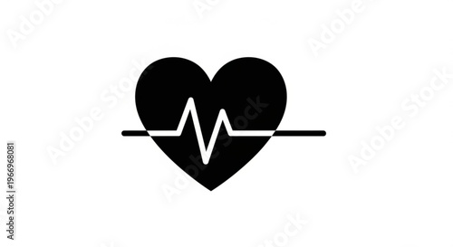 A black heart icon with a white medical heartbeat line, symbolizing health and wellness.