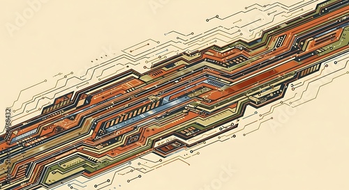 Vibrant circuit board design elements technology.